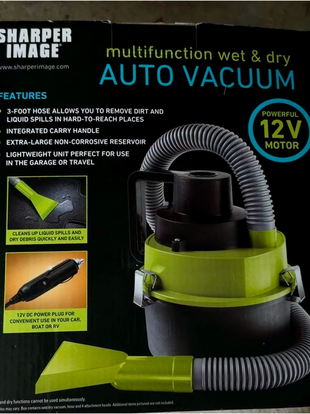 Sharper image Auto Vacuum 12V D/C powered Wet/Dry Vacum cleaner